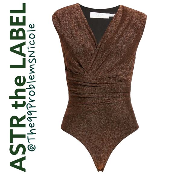 ASTR Stella Metallic Bodysuit In Copper - Picture 1 of 7